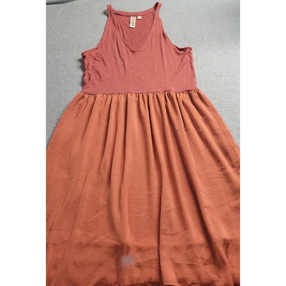Dolan Left Coast Collection Mixed Media Tank Dress Rose Terracotta V-Neck Small - Picture 3 of 11